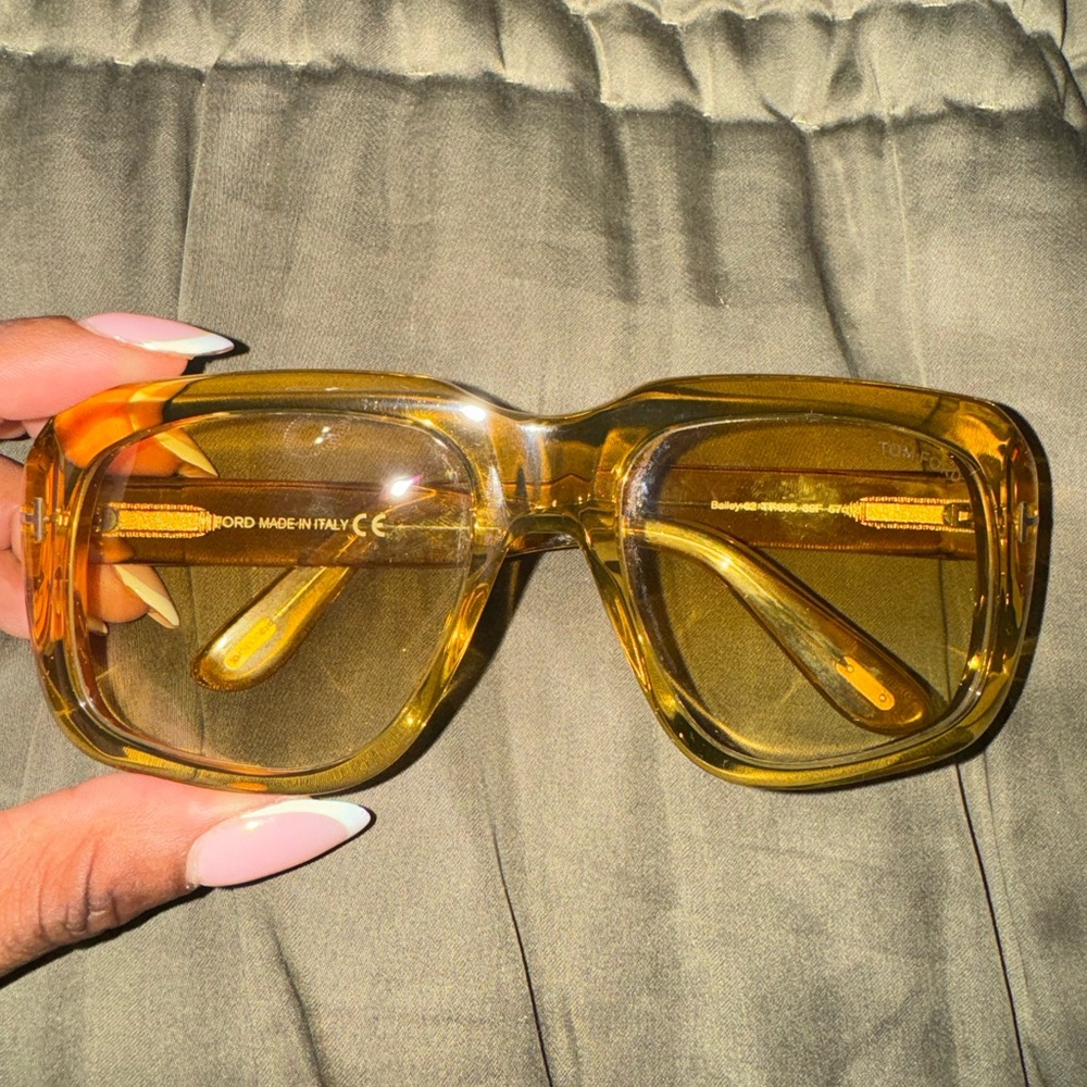 Tom Ford Amber Yellow Oversized Square Sunglasses